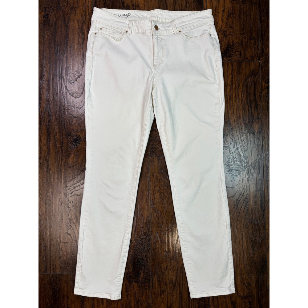 Ann Taylor Jeans 12 White Modern Fit Slim Stretch Denim Mid-Rise  Women